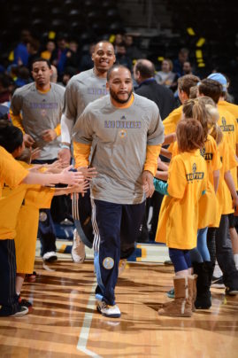 DENVER, CO - MARCH 1:  Jameer Nelson #28 of the Denver Nuggets gets introduced before the game against the New Orleans Pelicans on March 1, 2015 at the Pepsi Center in Denver, Colorado. 

Copyright 2015 NBAE (Photo by Garrett Ellwood/NBAE via Getty Images)
